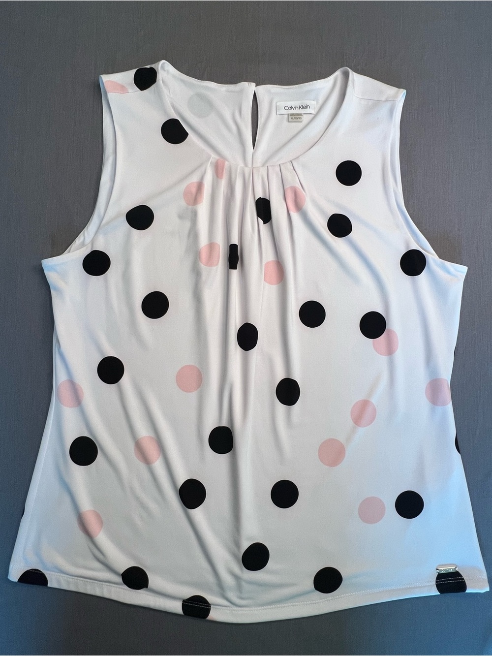 Calvin Klein White Polka Dot Sleeveless Camisole - Black & Pink Dots